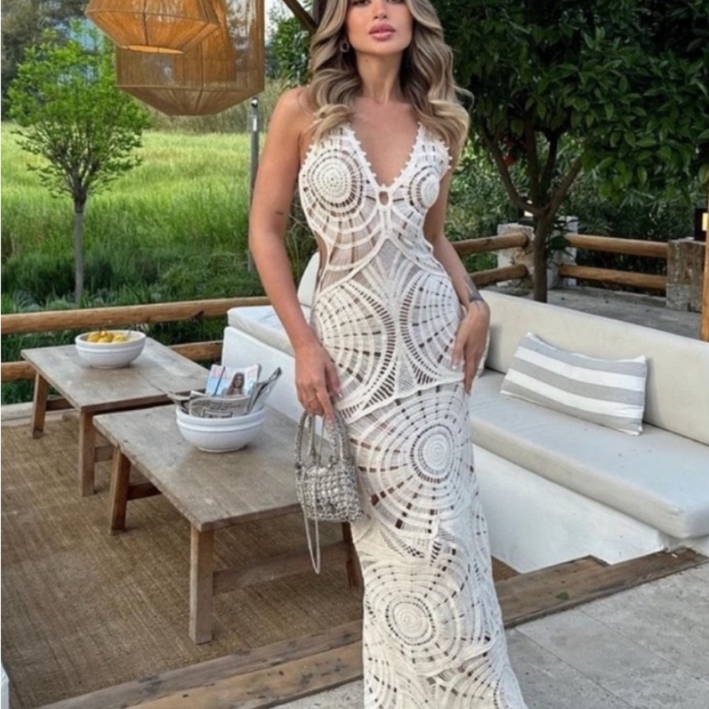 Zara White Crochet Maxi Dress